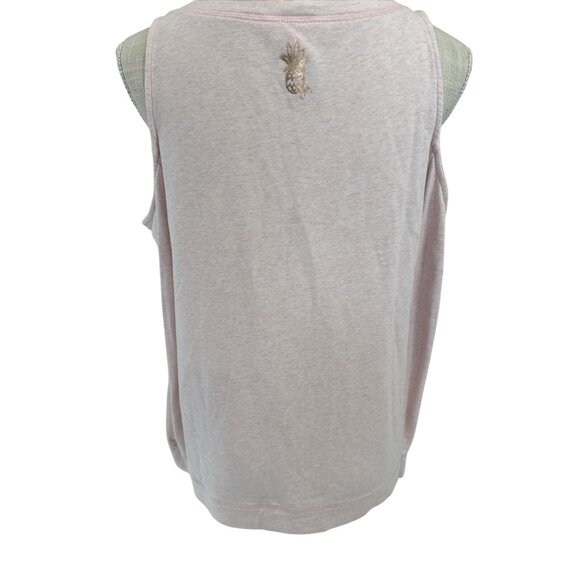 Lilly Pulitzer Cold Shoulder Pink Long Sleeve Top With Pineapple & Palm Tree Emb - Picture 6 of 11